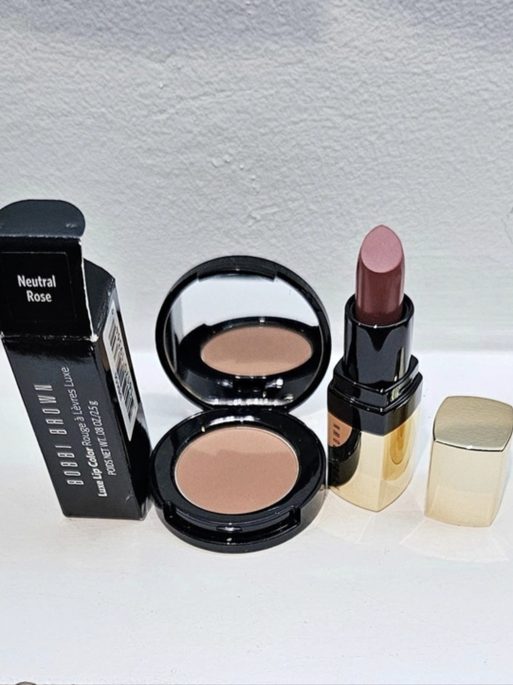 BOBBI BROWN LUXE LIP COLOR IN NEUTRAL ROSE & BRONZING POWDER IN MEDIUM 02 (MINI)